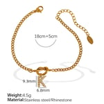 Gold color / 1 Piece Simple Series Simple Letter K Stainless Steel  Gold Color Rhinestone Women's Charm Bracelets Picture11